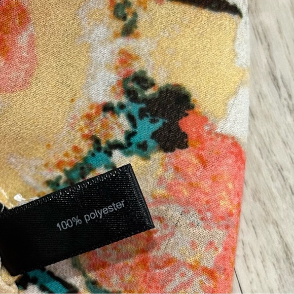 The Limited Sleeveless Top Semi-Sheer Chiffon Orange Floral Blouse Shirt Size S - Picture 6 of 7